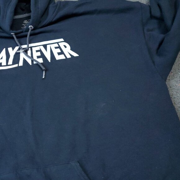 Fruit Of The Loom Say Never Hoodie Sweater Mens 2XL XXL Pullover Black - Picture 8 of 11